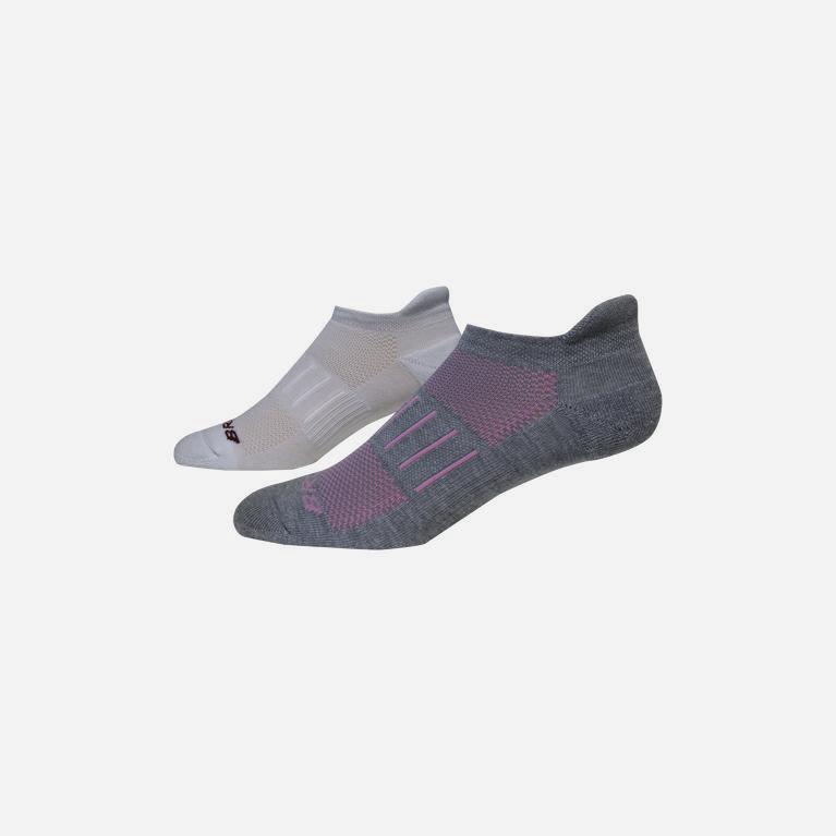 Brooks Ghost Midweight 2-Pack NZ - Men's Running Socks - Oxford/Flamingo & White/Mauvewood (10539-YA